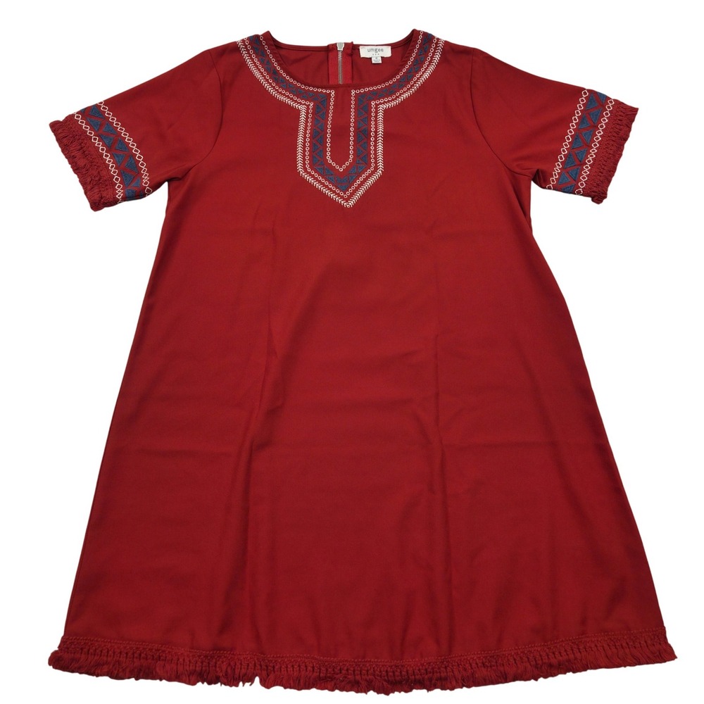 Umgee USA Southwest Aztec Tunic T-Shirt‎ Dress Boho Red Womens Medium